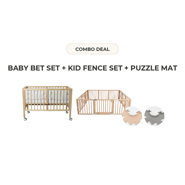 Baby Bed Set + Kids Fence + Puzzle Mat