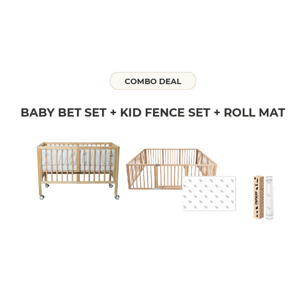 Baby Bed Set + Kids Fence + Roll Mat