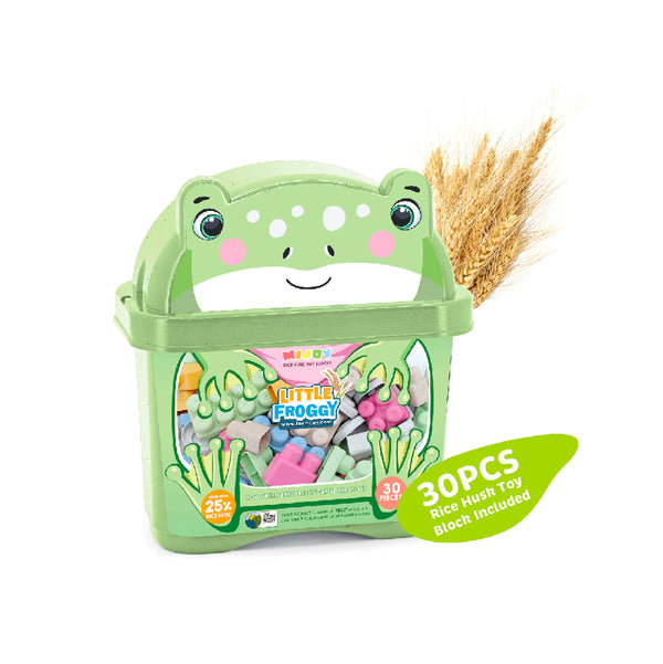 MIJOY Animal Storage Box with 30pcs Rice Husk Toy Blocks - Froggy
