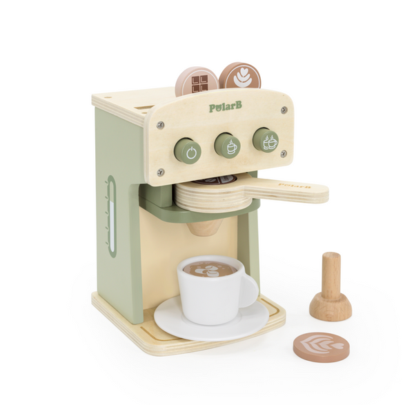 Wooden Coffee Machine Set: Montessori Pretend Kitchen & Barista Play for Kids 3+!