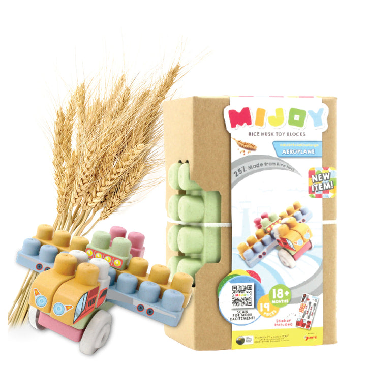 MIJOY Vehicle Series - Aeroplane | Rice Husk Toy Blocks