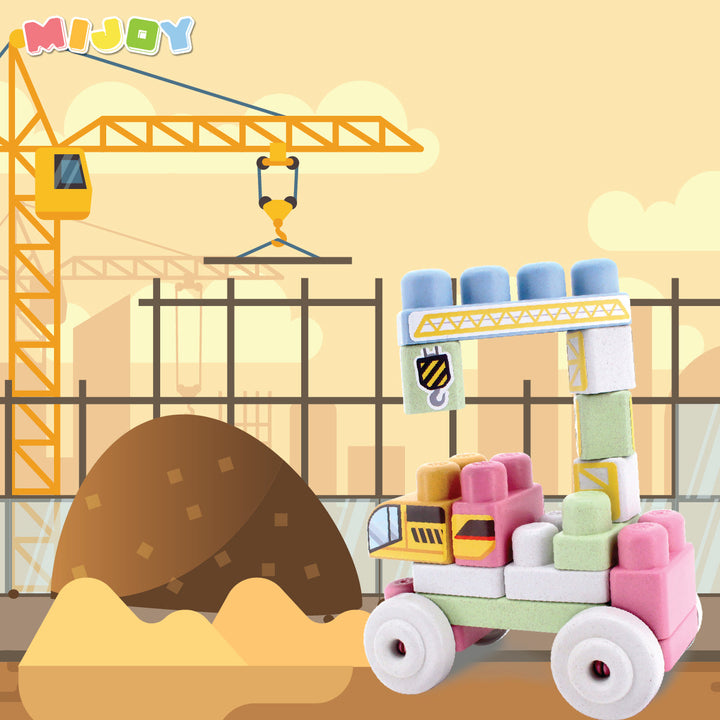 MIJOY Vehicle Series - Crane Truck | Rice Husk Toy Blocks